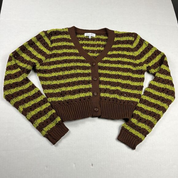 Emory Park Cropped Cardigan M Retro 70s Striped Knit Button Sweater - Picture 1 of 10